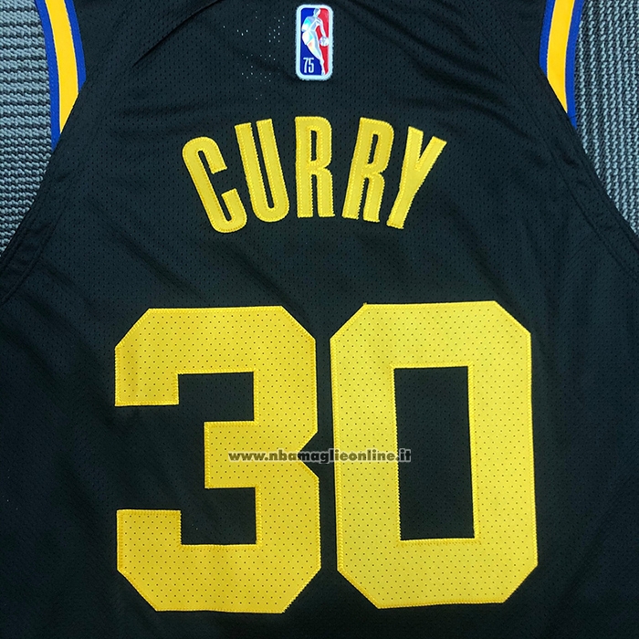 Maglia Golden State Warriors Stephen Curry #30 Citta 2021-22 Autentico Nero